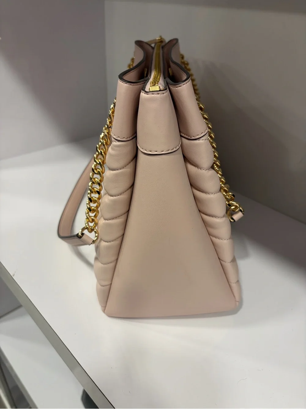 Michael Kors Pink Quilted Shoulder Bag with Gold Chain